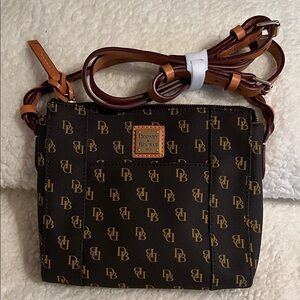 Dooney & Bourke Brown & Gold Small Crossbody Bag